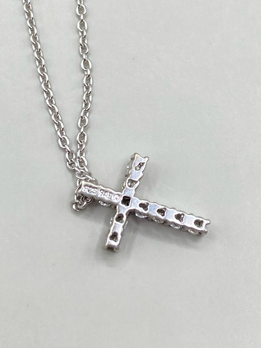 Sterling Silver Cubic Zirconia SAI Cross Pendant Necklace - Picture 5 of 6